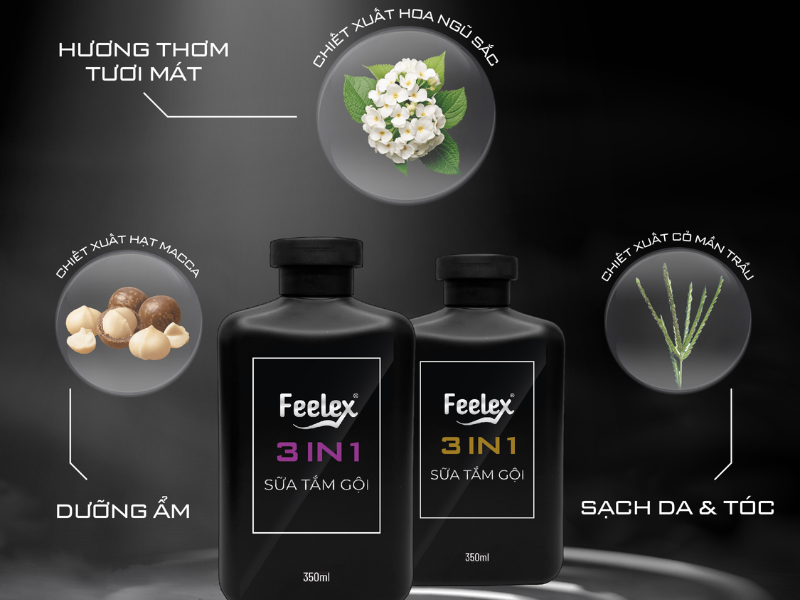 Sữa tắm gội nam 3in1 Feelex
